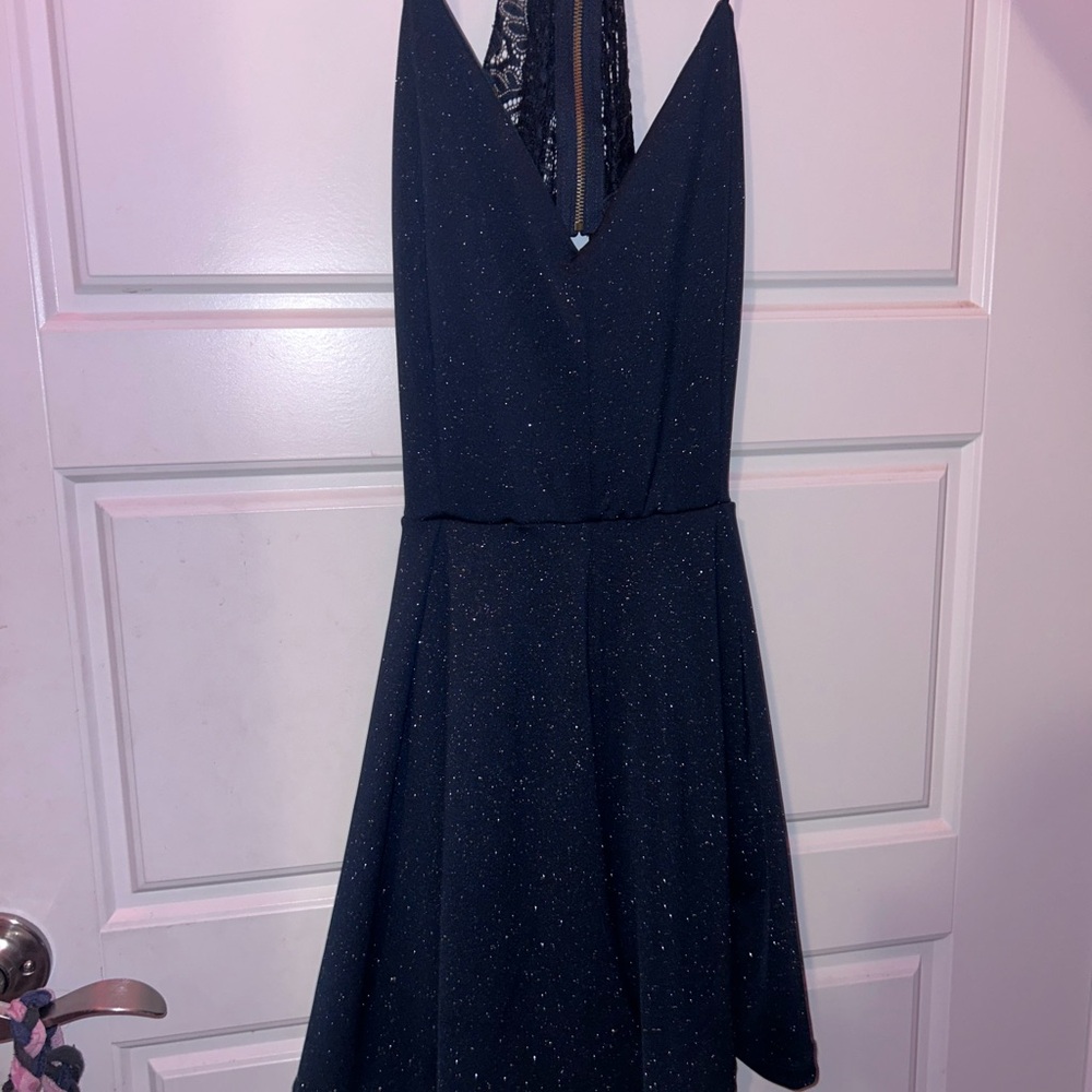 Greenish Blue Glittery Homecoming Romper Dress